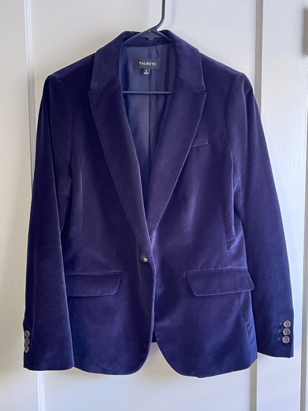 Talbots Navy Velvet Single-Button Blazer